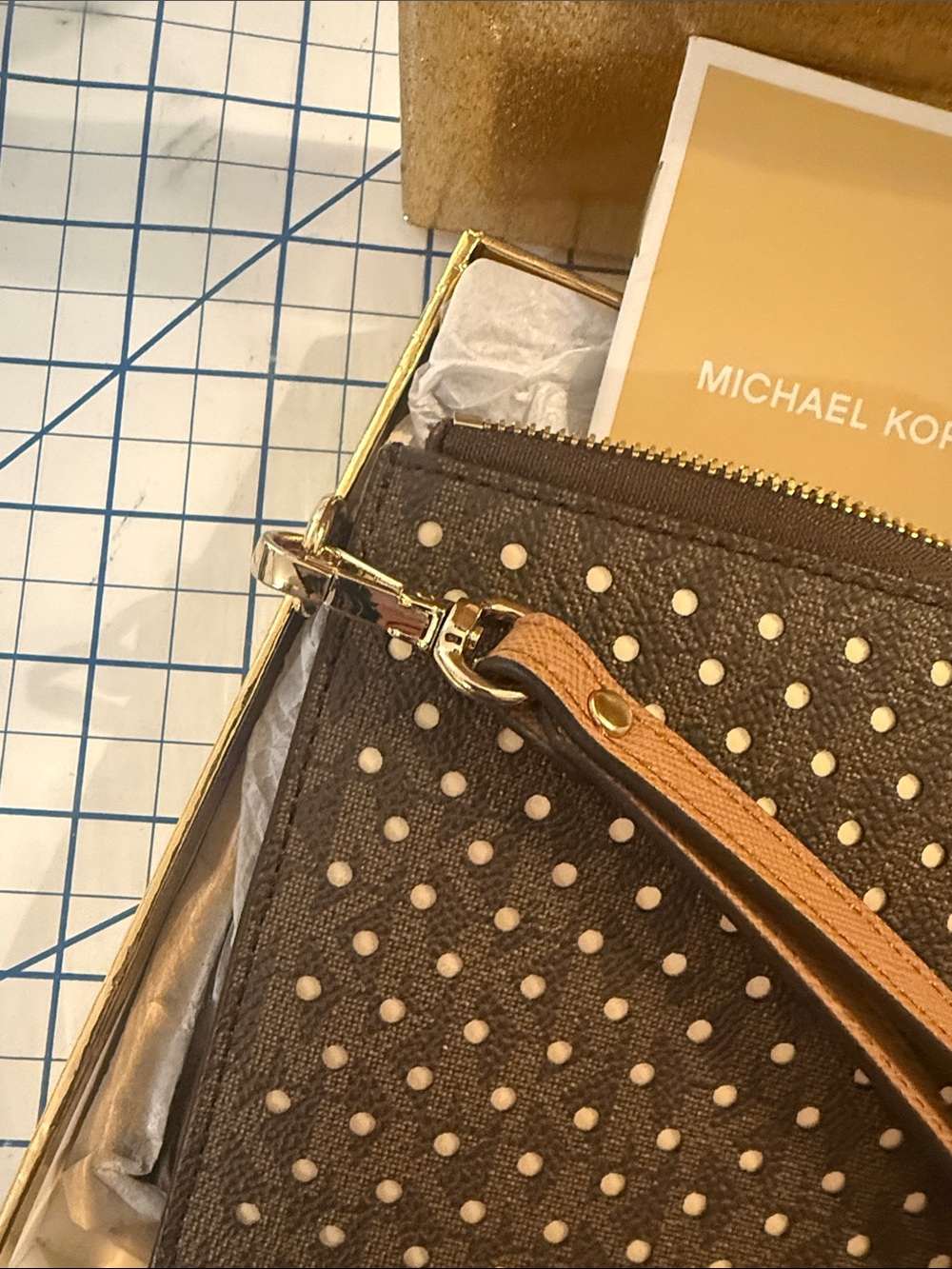 Michael Kors Studded Signature Wristlet Clutch – Brown – Brand New, 2017, VEGAN - Picture 9 of 15